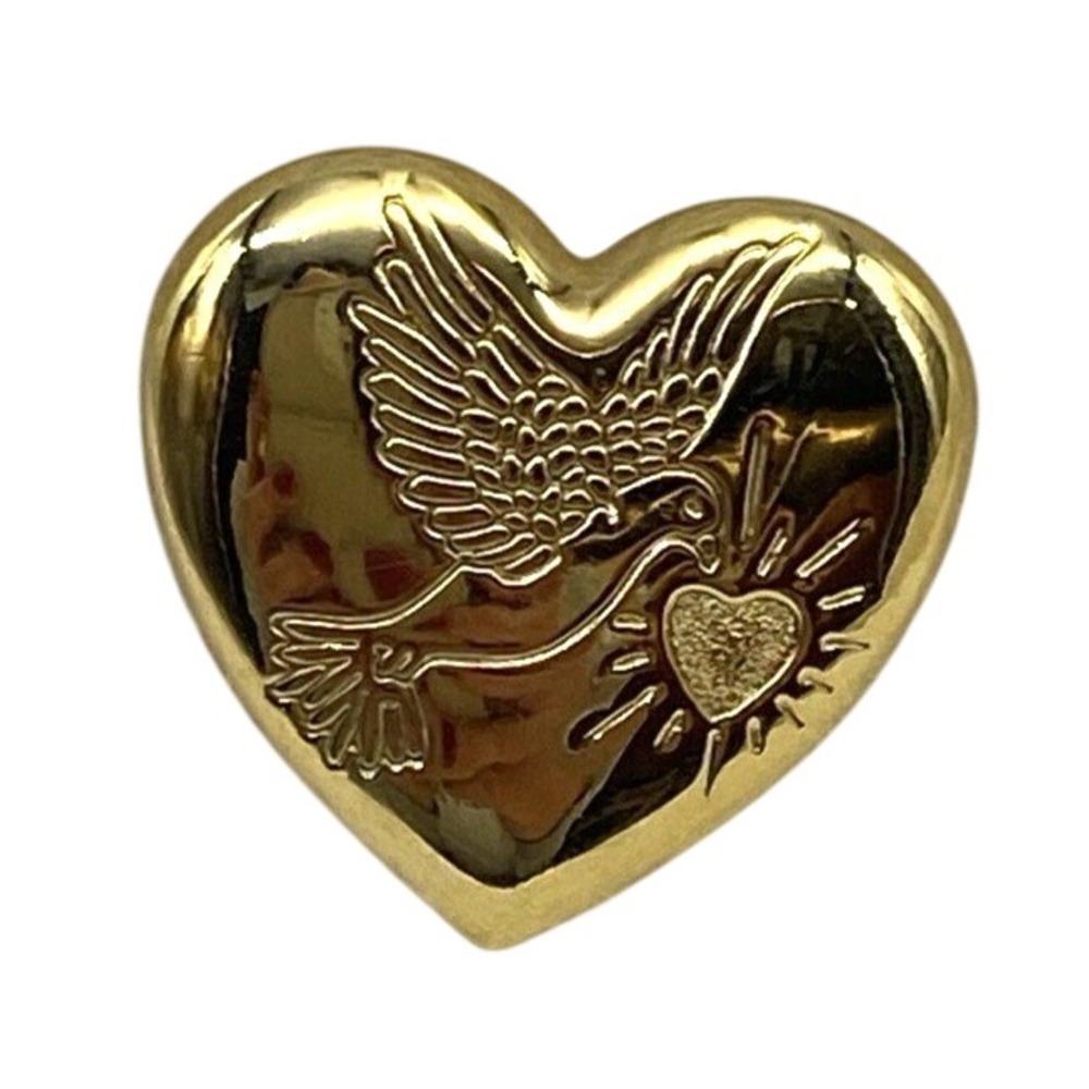 The Variety‎ Club Gold Love Heart & Dove Bird of Peace Brooch Lapel Pin Badge